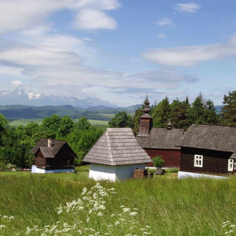Skanzen pod hradom Ľubovňa.